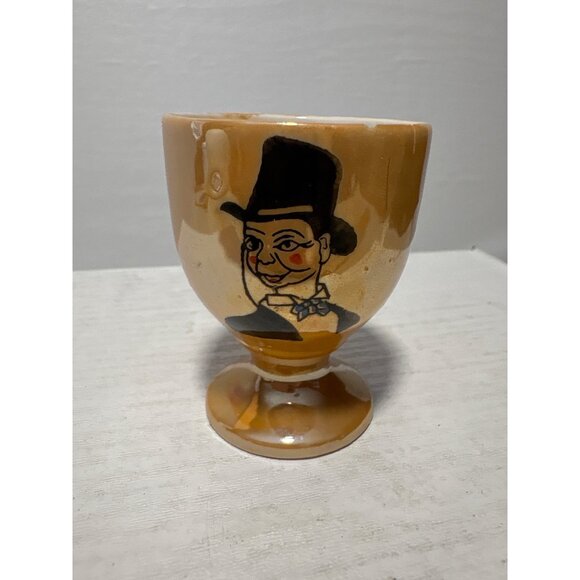 Charlie McCarthy Ceramic Egg Cup Luster Ware Japan Vintage 1930s - Picture 1 of 9